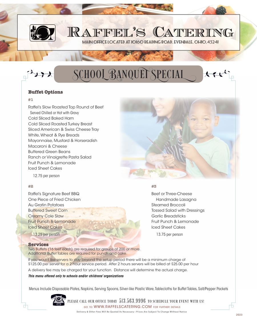 School Banquet Specials, page 1