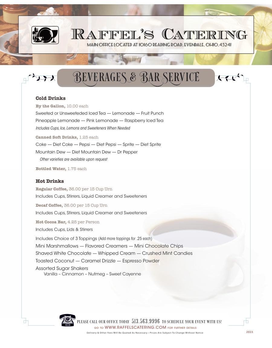 Beverages & Bar Services, page 1