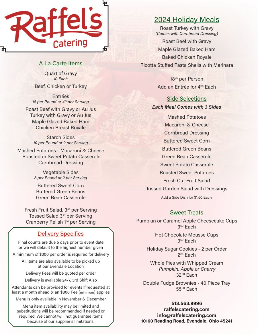 2024 Holiday Menu, page 1