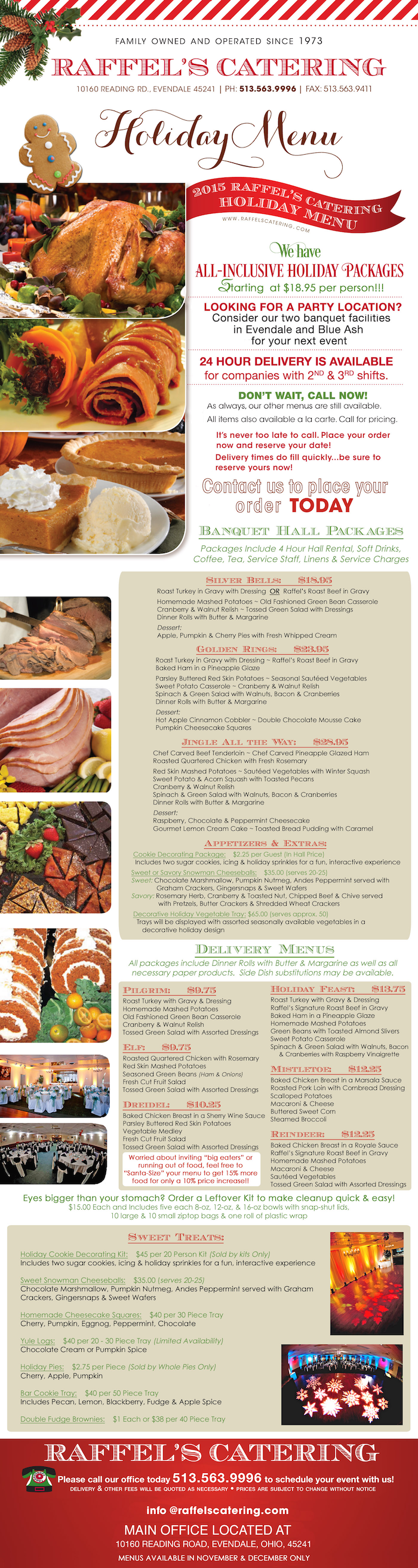 The NEW holiday catering menu from Raffel's Catering.